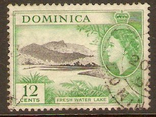 Dominica 1954 12c Black and emerald. SG151.